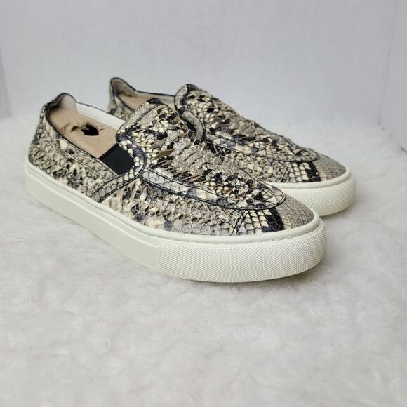 Tory Burch Huarache Weave Snakeskin Leather Slip On Sneaker Shoes Size 8 - Picture 1 of 8